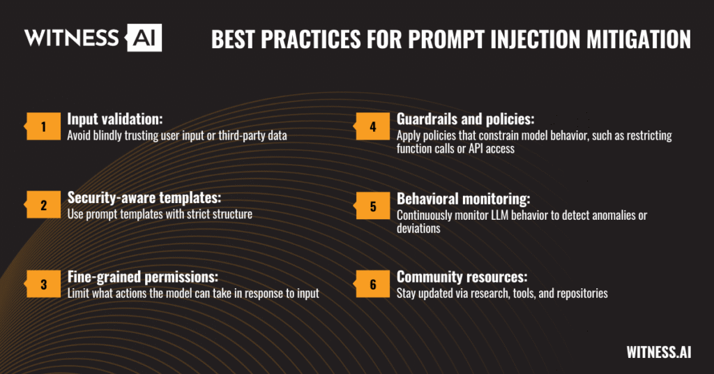 Best Practices for Prompt Injection Mitigation